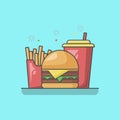 Burger with drink and french fries vector illustration Royalty Free Stock Photo