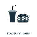 Burger And Drink icon. Mobile apps, printing and more usage. Simple element sing. Monochrome Burger And Drink icon