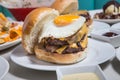 Burger with egg Royalty Free Stock Photo