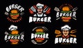 Burger, fast food logo emblem. Set of labels or badges for menu design restaurant or cafe. Vector illustration Royalty Free Stock Photo