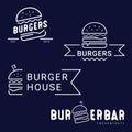 Burger, fast food logo or icon, emblem. Outline design.