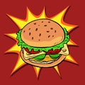 Burger fast food retro pop art