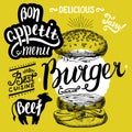 Burger food element for restaurant and cafe.