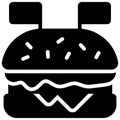 burger, food glyph icon, vector design usa independence day