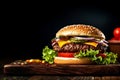 burger food sandwich food meat beef snack fat fast fast hamburger. Generative AI.