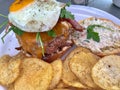 Burger and french fries on a plate