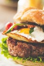 Burger with fried egg Royalty Free Stock Photo