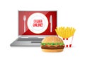 burger and fries order online concept