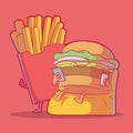 Burger and fries ordering food vector illustration.