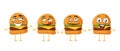 Burger funny smiling cartoon character set. Hamburger cute happy face mascot collection. Vector fast food cheeseburger