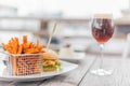 Burger with a Glas of Beer Royalty Free Stock Photo