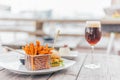 Burger with a Glas of Beer Royalty Free Stock Photo