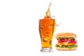 Burger and glass of beer Royalty Free Stock Photo