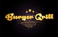 burger grill star golden color word text logo icon