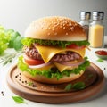 Burger homemade delicioua and healthy with beef and cheese