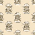 Burger huge seamless pattern Royalty Free Stock Photo
