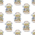 Burger huge seamless pattern Royalty Free Stock Photo