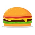 Burger icon. Flat Vector illustration icon juicy delicious hamburger or Cheeseburger isolated on white background Royalty Free Stock Photo