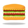 Burger icon. Flat Vector illustration icon juicy delicious hamburger or Cheeseburger isolated on white background Royalty Free Stock Photo