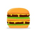 Burger icon. Flat Vector illustration icon juicy delicious hamburger or Cheeseburger isolated on white background Royalty Free Stock Photo