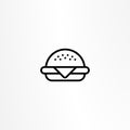 Burger icon. Hamburger logo. Fast food line emblem.