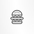 Burger icon. Hamburger logo. Fast food line emblem.