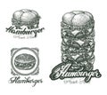 Burger icons, labels, signs, symbols and design Royalty Free Stock Photo