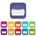Burger icons set flat