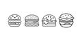 Burger icons set. Outline set of burger vector icons for web design isolated on white background