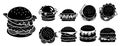 Burger icons set, simple style