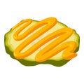 Burger ingredient icon isometric vector. Pickled cucumber slice and sauce strip