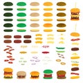 Burger ingredients creation set. Vector. Royalty Free Stock Photo