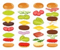 Burger Ingredients Set on White Background