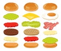 Burger Ingredients Set on White Background