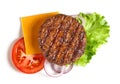 burger ingredients on white background