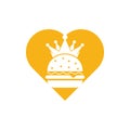 Burger king heart shape concept vector logo design.