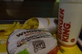 Burger King Whopper Meal on a tray a high calorie meal leading to American and global obesity and public health problems