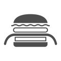 Burger Kuro ninja solid icon, asian food concept, black ninja vector sign on white background, glyph style icon for