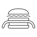 Burger Kuro ninja thin line icon, asian food concept, black ninja vector sign on white background, outline style icon