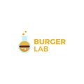 Burger Lab logo. Laboratory of delicious food. Logotype for restaurant or cafe