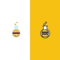 Burger Lab logo. Laboratory of delicious food. Logotype for restaurant or cafe