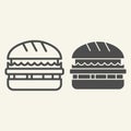 Burger line and glyph icon. Hamburger vector illustration isolated on white. Sandwich outline style design, designed for