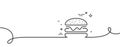 Burger line icon. Fast food sign. Continuous line with curl. Vector