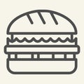 Burger line icon. Hamburger vector illustration isolated on white. Sandwich outline style design, designed for web and