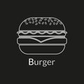 Burger line icon. Outline hamburger and fast food symbol. Vector illustration.