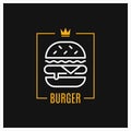 Burger linear logo. Design of burger icon in frame