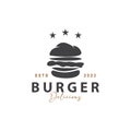 Burger Logo Fast Food Design, Hot And Delicious Food Vector Templet Illustration Royalty Free Stock Photo