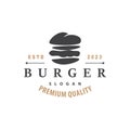 Burger Logo Fast Food Design, Hot And Delicious Food Vector Templet Illustration Royalty Free Stock Photo