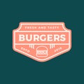 Burger logo. retro styled fast food emblem, badge. Royalty Free Stock Photo