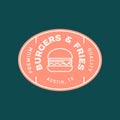 Burger logo. retro styled fast food emblem, badge.